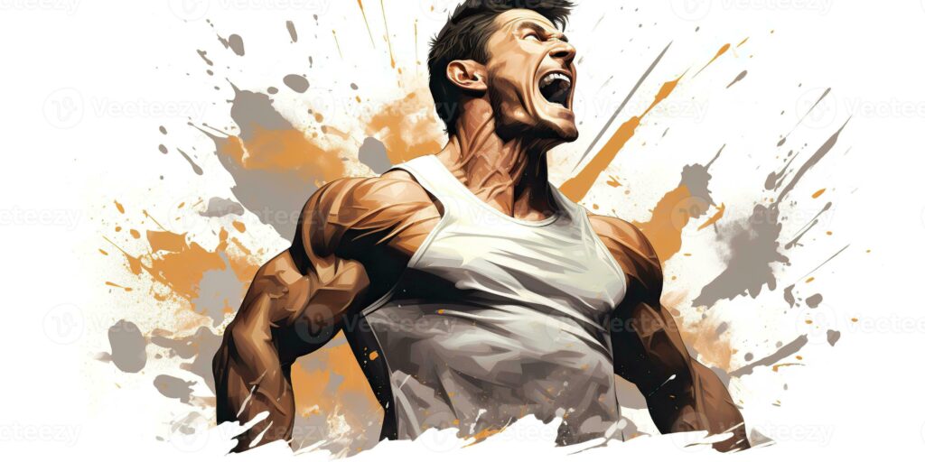 ai generated ai generative handsome sport fit man gym workout healthy lifestyle strong power muscle motivation inspiration graphic art photo