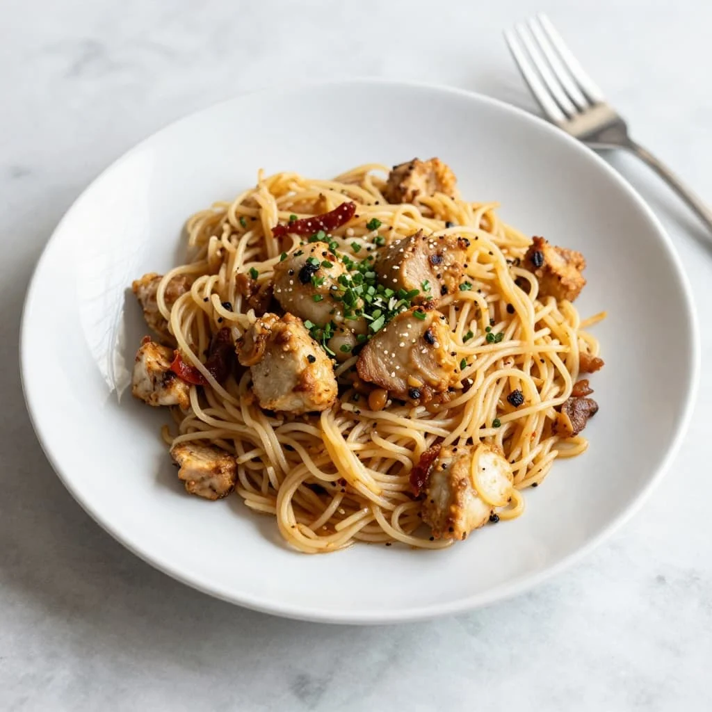 Πρόγραμμα Γυμναστηρίου για Αρχάριους: Full Body και Διατροφή 2026 3 Close-up of a high-protein healthy meal with chicken, vegetables, and rice on a plate, featuring warm lighting and simple composition in realistic food style.